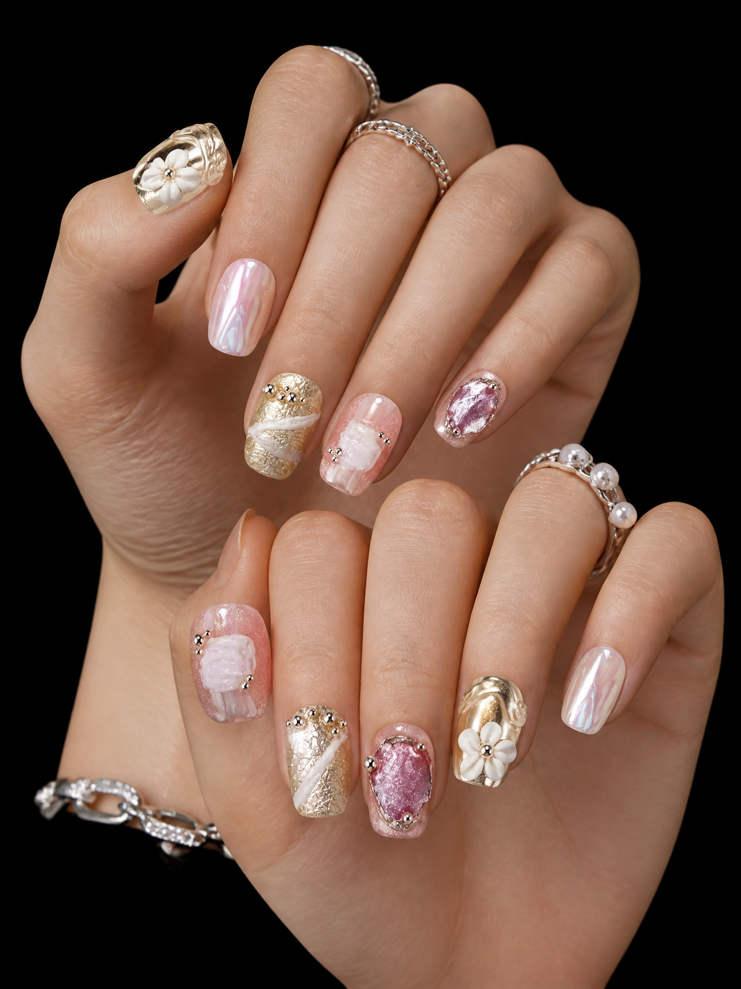 Ethereal Frost & Silver Bloom | LUMlix Haute Nail