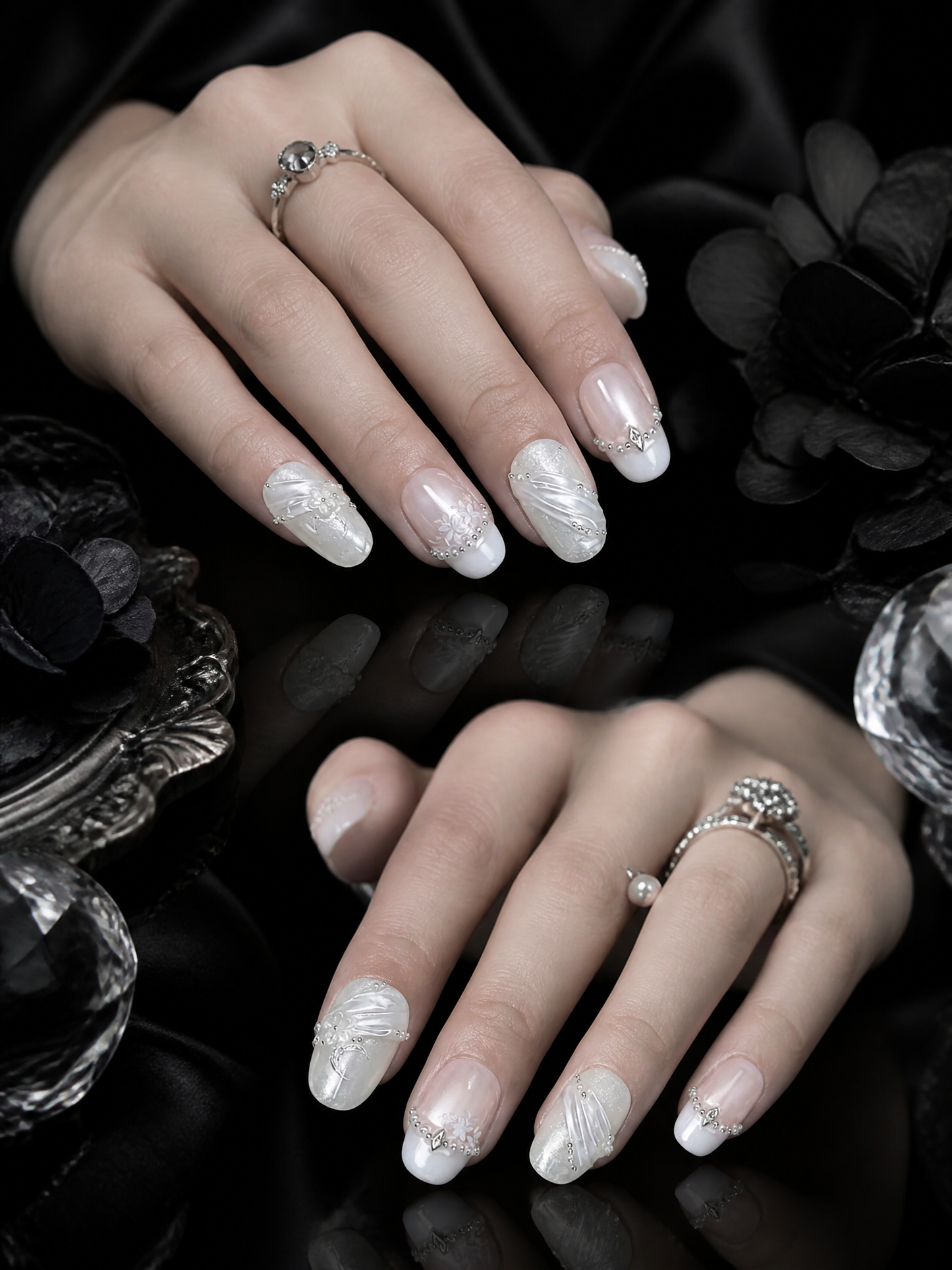 Moonlit Veil of the Silver Garden | LUMlix Haute Nail