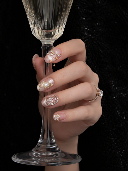 Champagne Pearl Tapestry | LUMlix Haute Nail