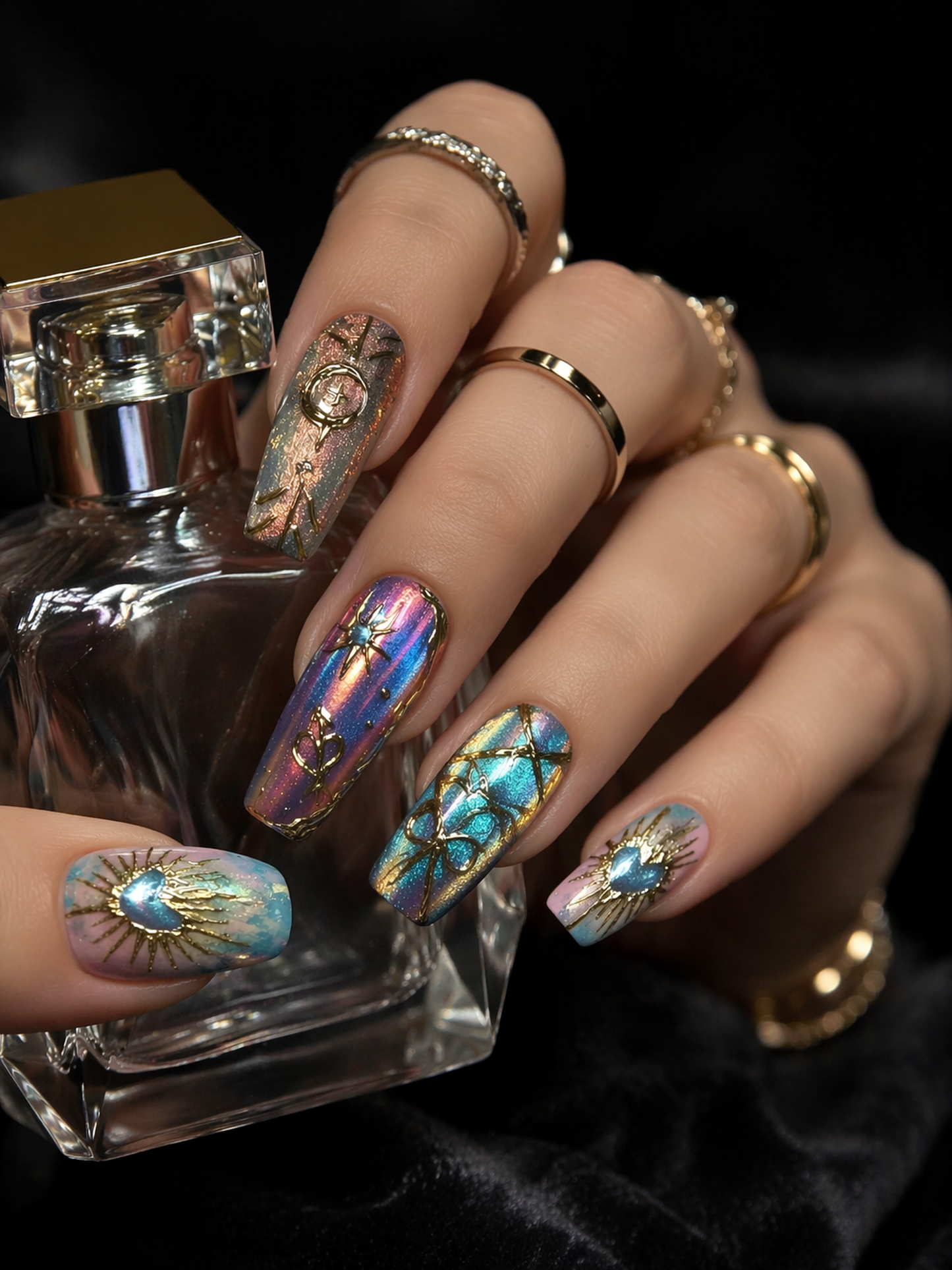 Celestial Aurora Gilded | LUMlix Haute Nail