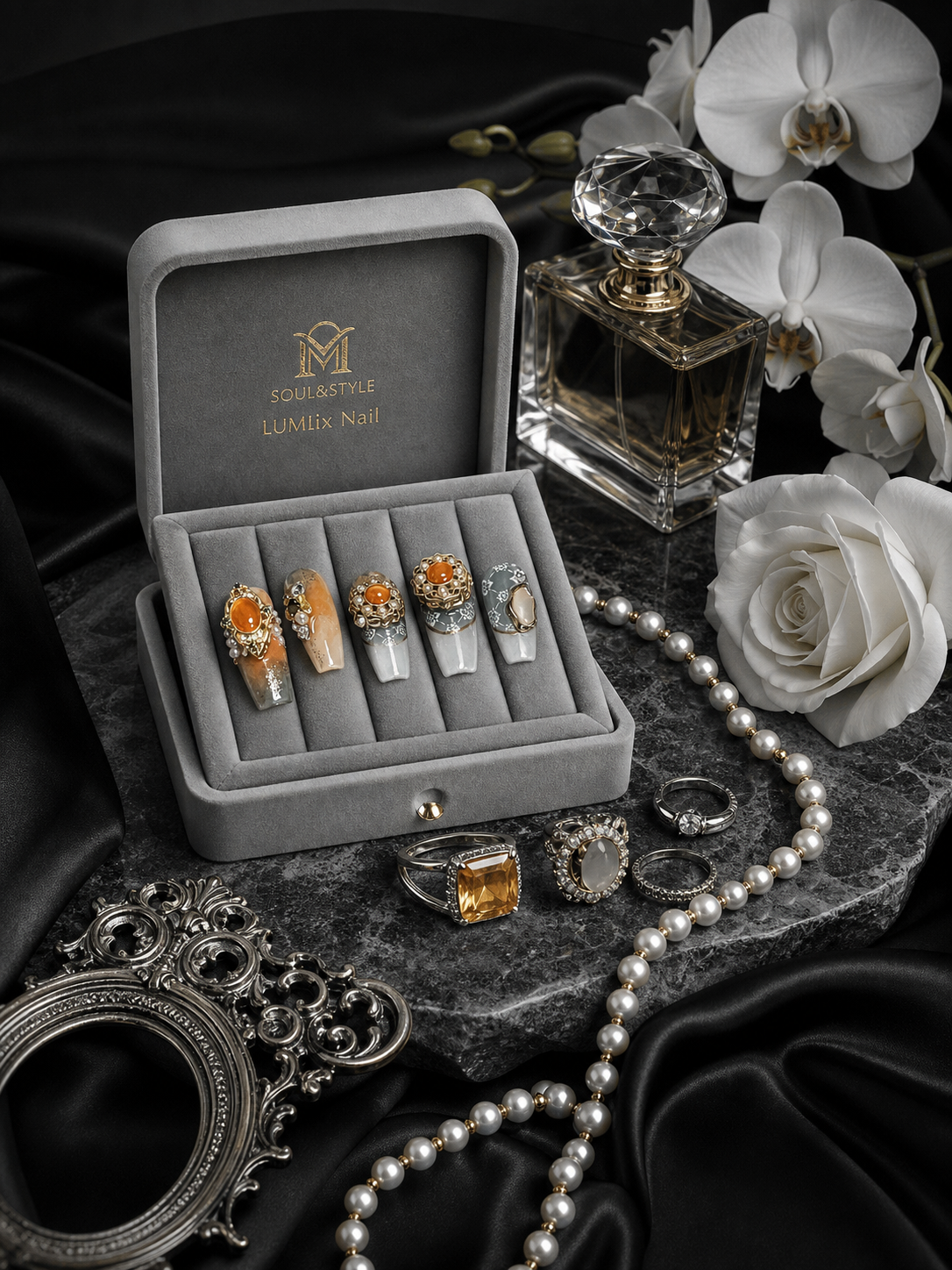 Gilded Amber Reverie | LUMlix Haute Nail