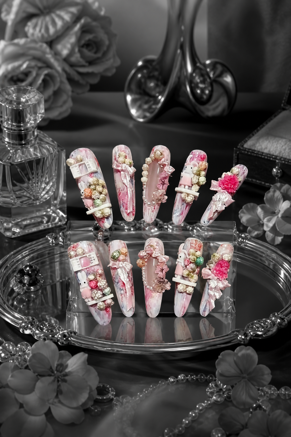 Rosy Marble Menagerie | LUMlix Haute Nail