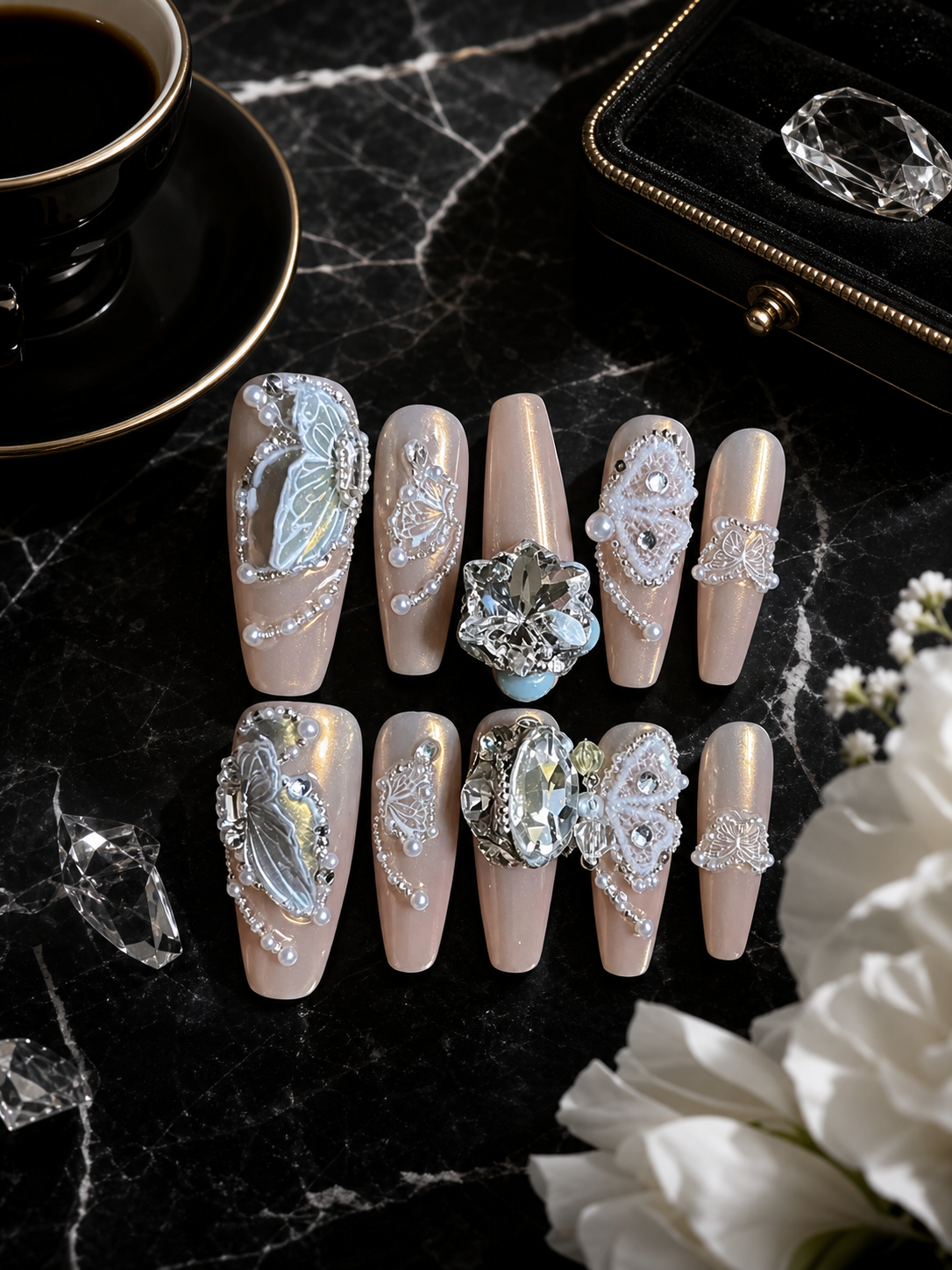 Celestial Silver Butterfly | LUMlix Haute Nail
