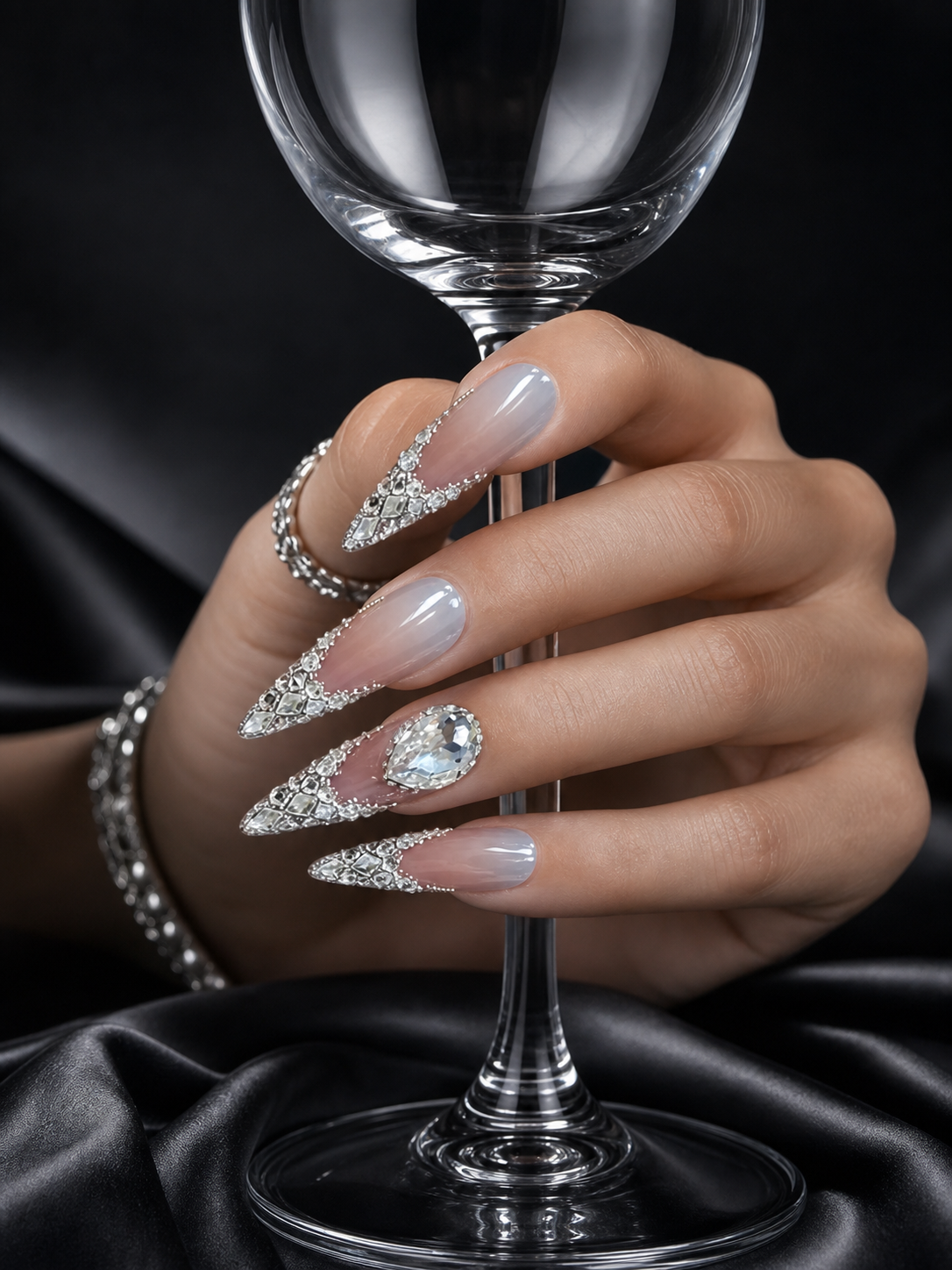 Rosé Diamond Cascade | LUMlix Haute Nail