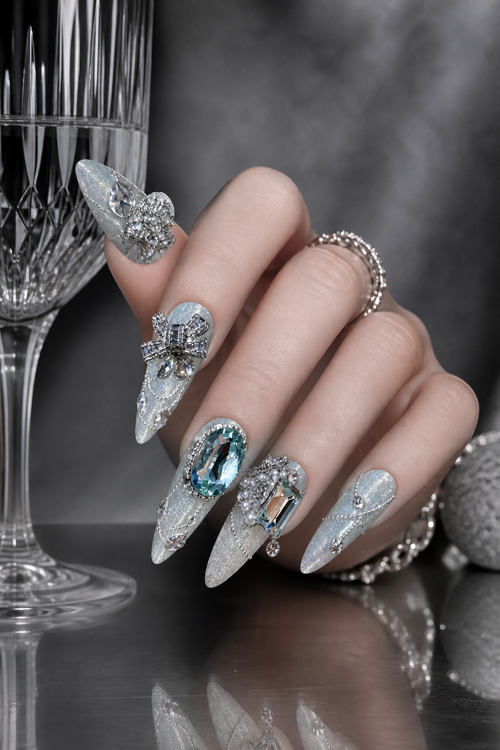 Glacial Aurora & Diamond Cascade | LUMlix Haute Nail