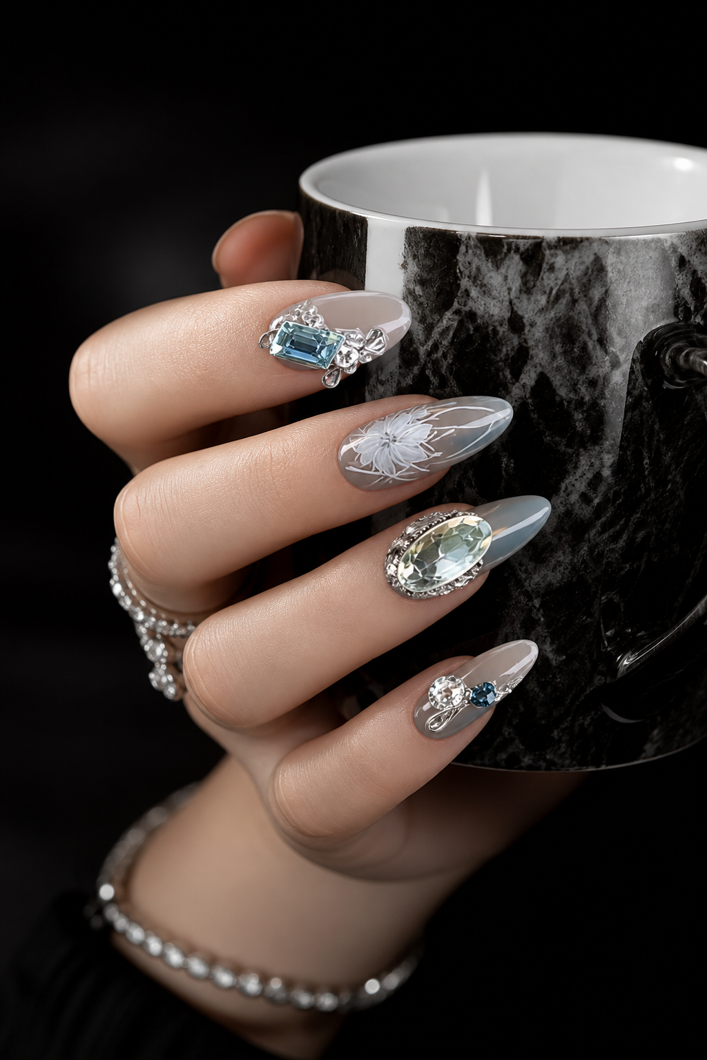 Celestial Frost & Silver Bloom | LUMlix Haute Nail