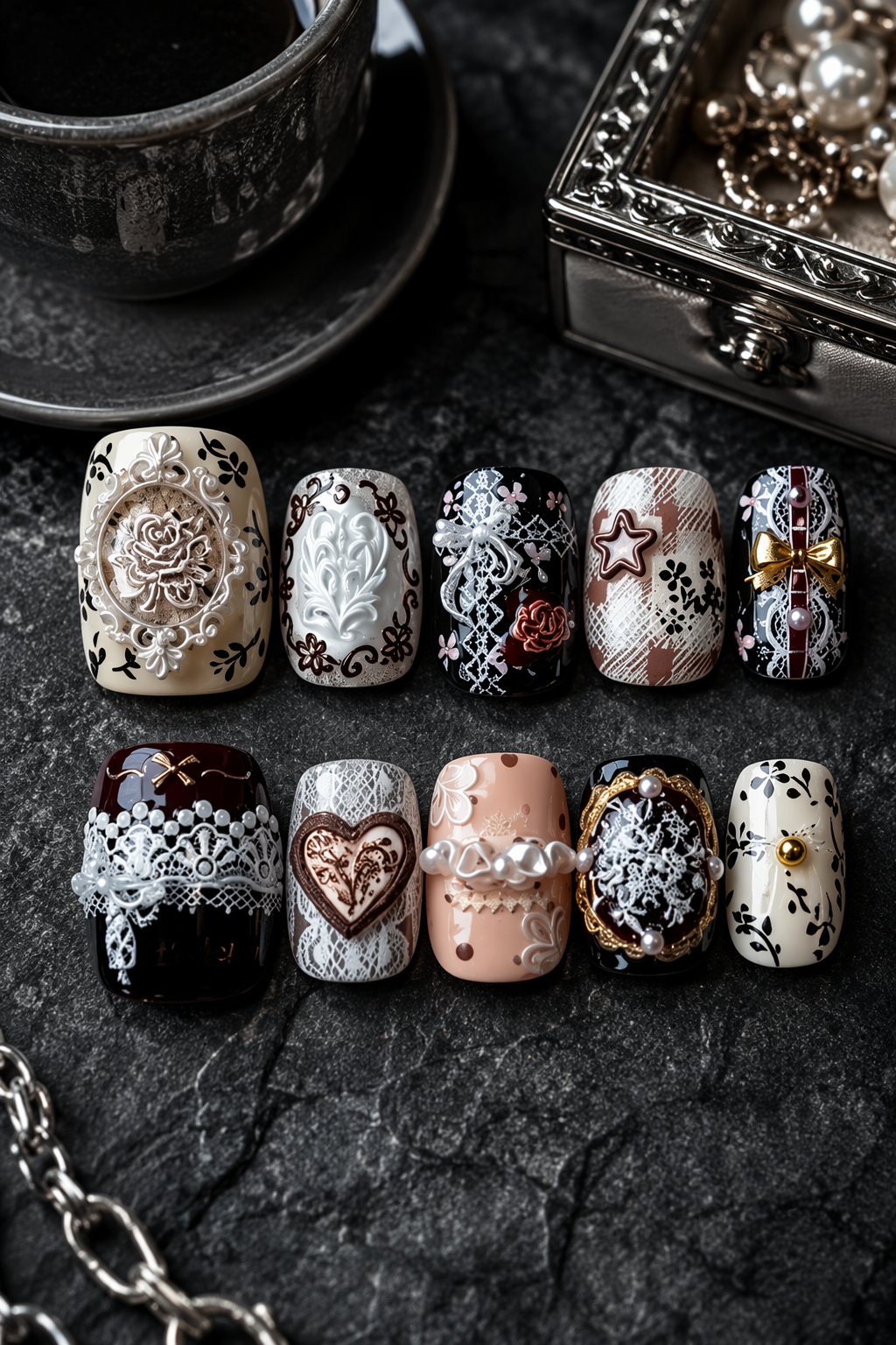 Vintage Lace & Porcelain Reverie | LUMlix Haute Nail