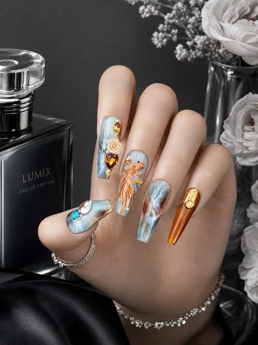 The Koi's Gilded Reverie | LUMlix Haute Nail
