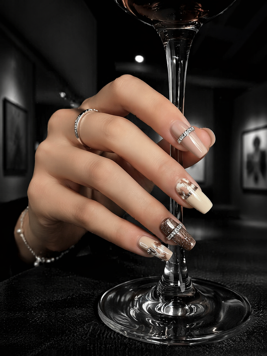 Gilded Mocha Minimalist | LUMlix Haute Nail