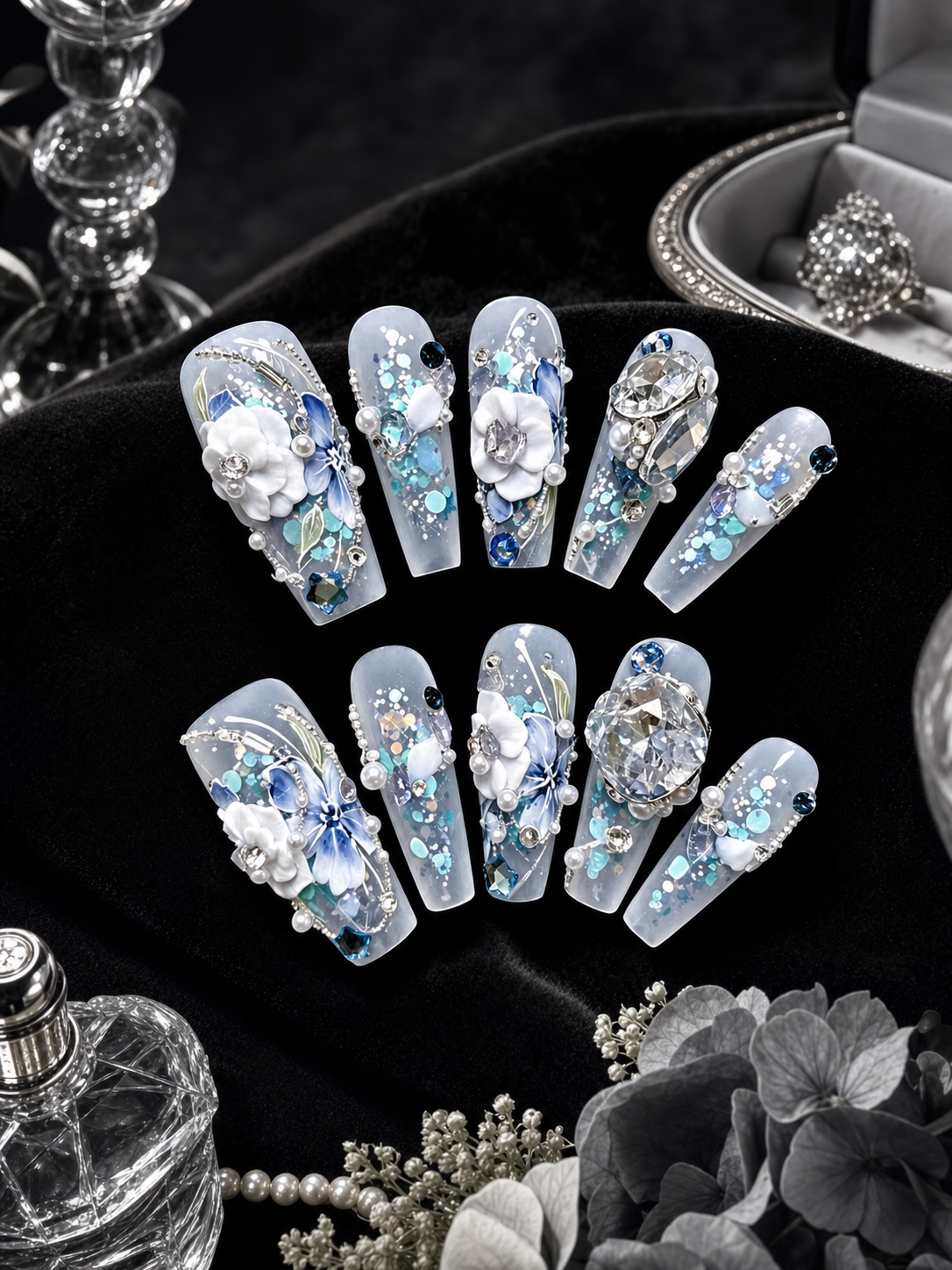 Azure Porcelain Garden | LUMlix Haute Nail