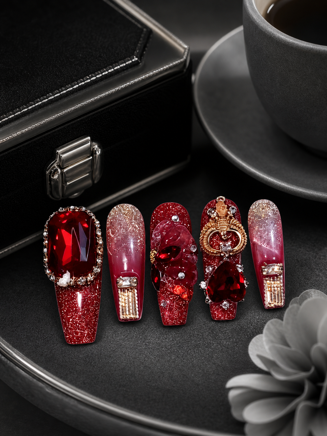 Crimson Velvet Nocturne | LUMlix Haute Nail