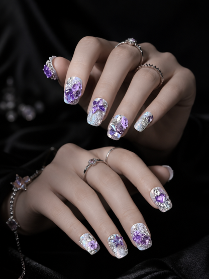 Lavender Crystal Lace Reverie | LUMlix Haute Nail