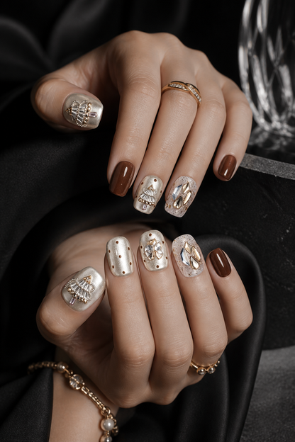 Gilded Noel Reverie | LUMlix Haute Nail