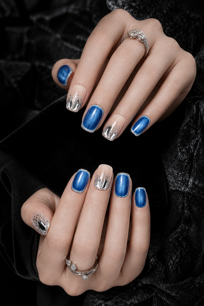 Azure Nebula's Crystalline Whisper | LUMlix Haute Nail