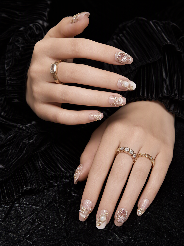 Champagne Pearl Tapestry | LUMlix Haute Nail