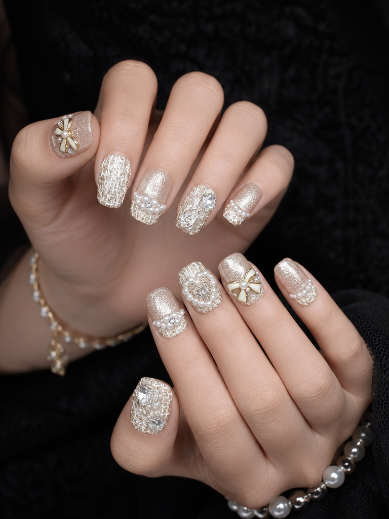 Tweed Pearl Boudoir | LUMlix Haute Nail