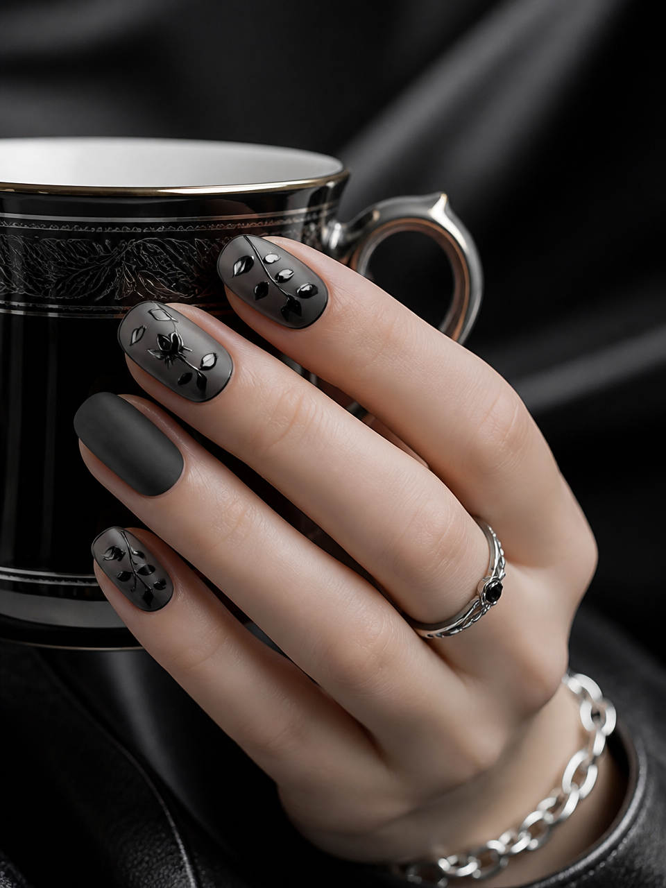 Nocturne Bloom & Shadow Vine  | LUMlix Haute Nail