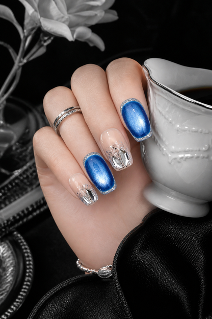 Azure Nebula's Crystalline Whisper | LUMlix Haute Nail
