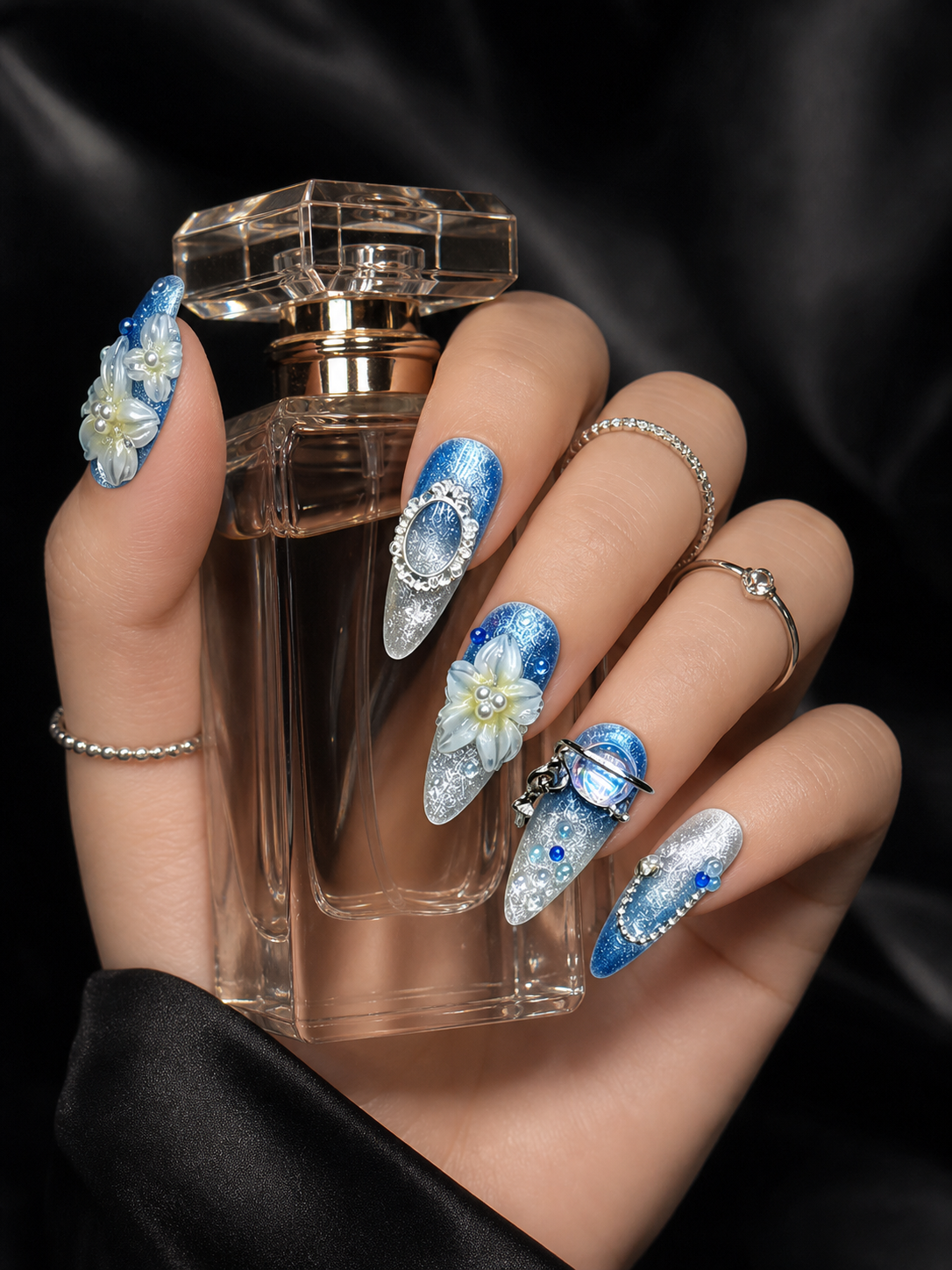 Azure Frost Bloom  | LUMlix Haute Nail