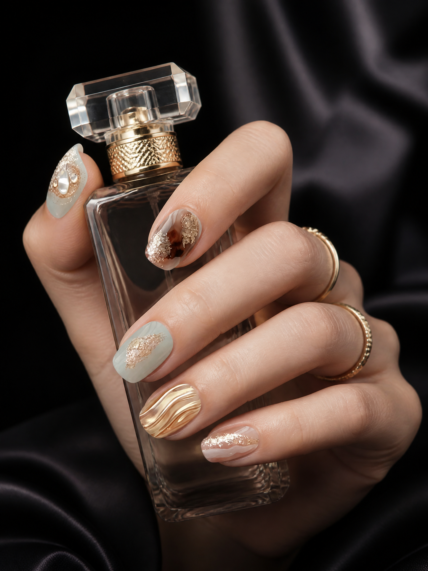 Amber Gilded Waves | LUMlix Haute Nail