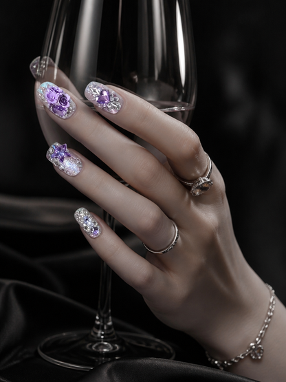 Lavender Crystal Lace Reverie | LUMlix Haute Nail