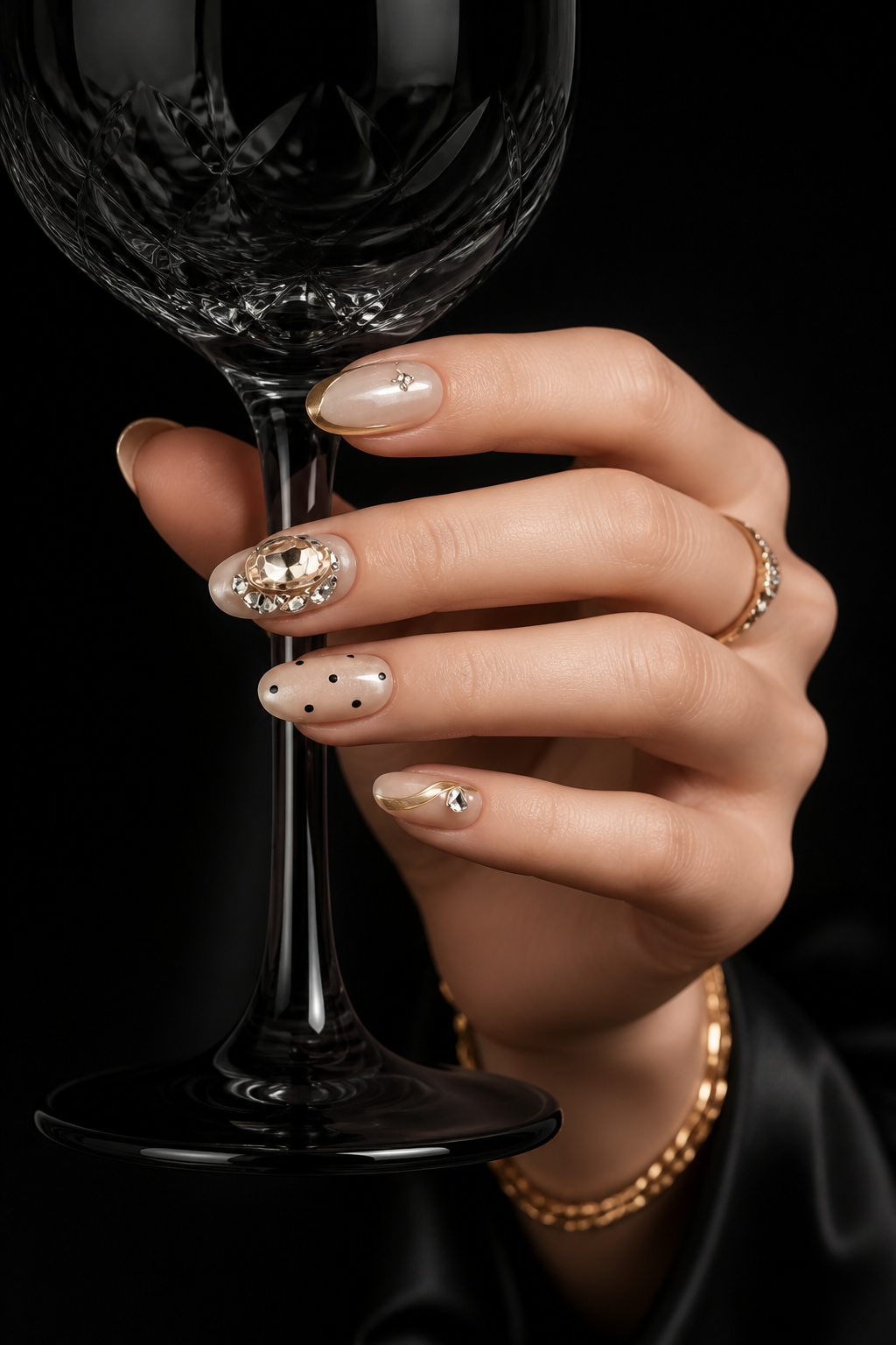 Gilded Noir Reverie | LUMlix Haute Nail