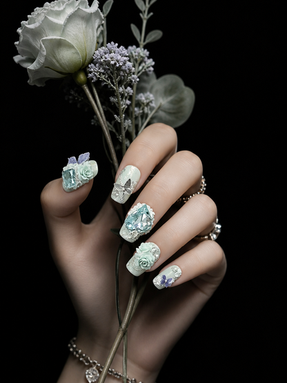 Mint Lavender Butterfly Garden | LUMlix Haute Nail