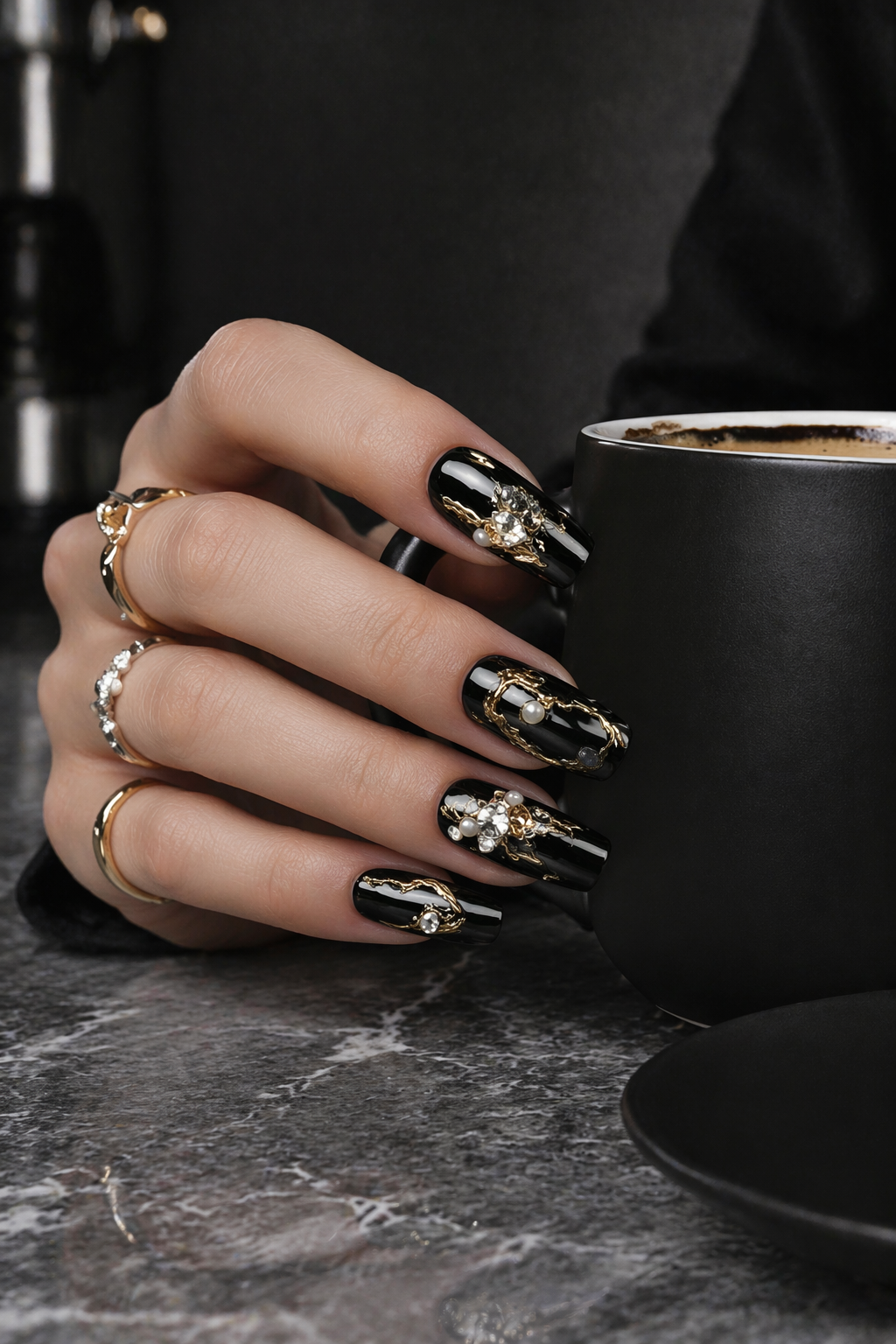 Midnight Gold Dynasty | LUMlix Haute Nail