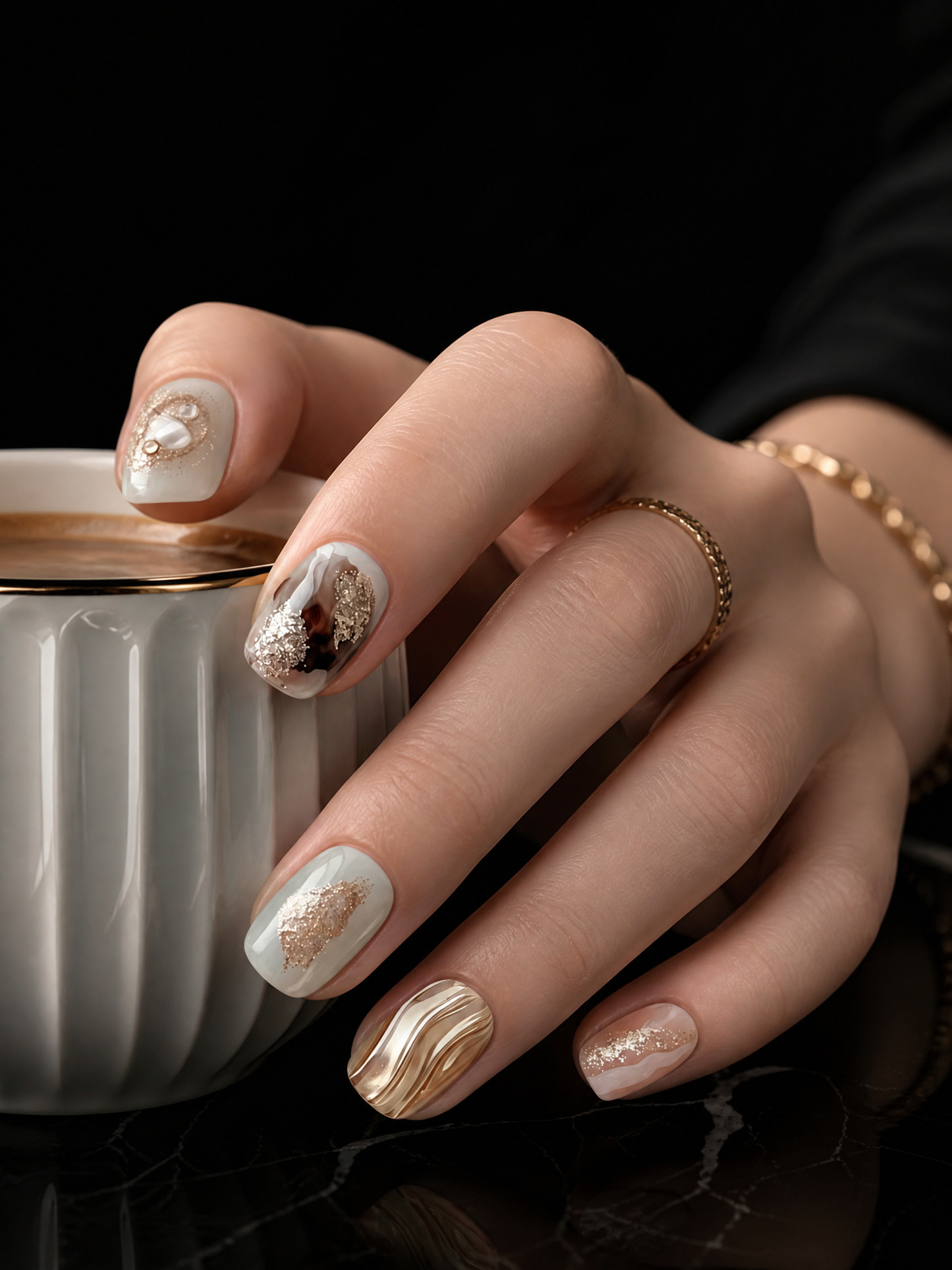 Amber Gilded Waves | LUMlix Haute Nail