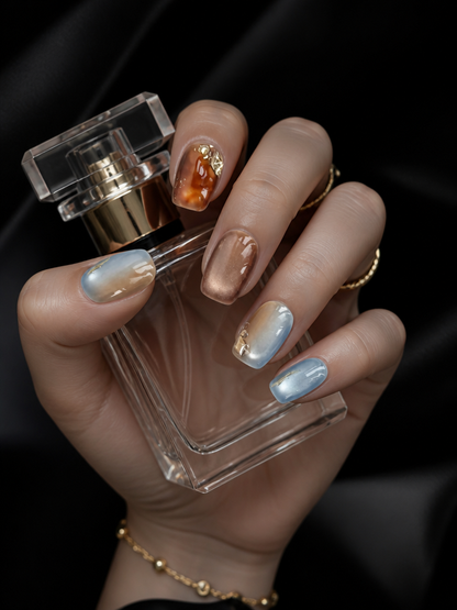 Amber Twilight & Gold Veil | LUMlix Haute Nail