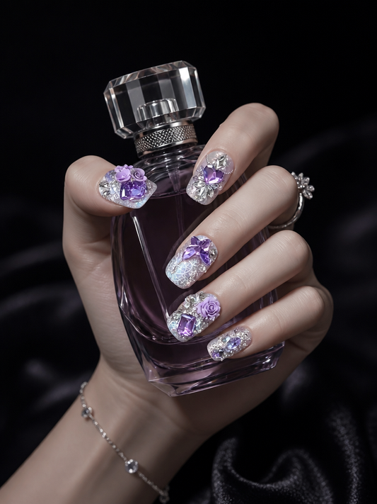 Lavender Crystal Lace Reverie | LUMlix Haute Nail