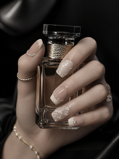 Cream Quilted Tulle | LUMlix Haute Nail