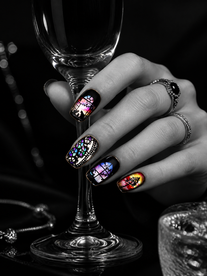 Selene's Stained Glass Reverie | LUMlix Haute Nail