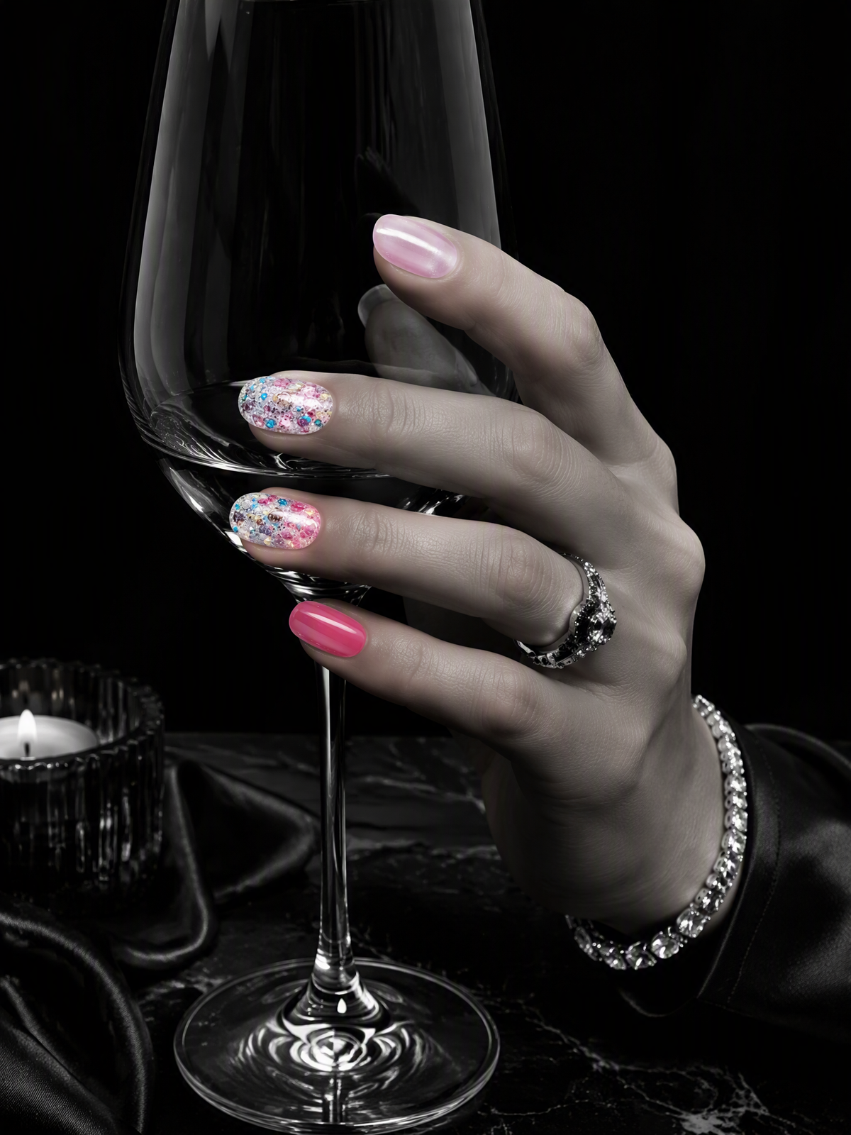 Rosé Mosaic | LUMlix Haute Nail