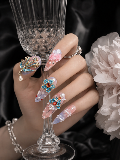 Azure Phoenix & Pearl Reverie  | LUMlix Haute Nail