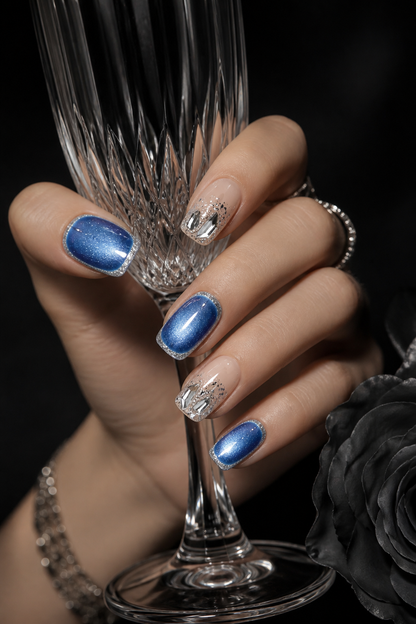 Azure Nebula's Crystalline Whisper | LUMlix Haute Nail
