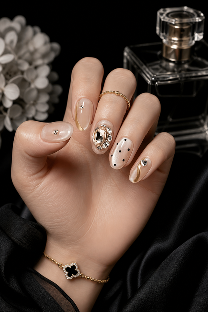 Gilded Noir Reverie | LUMlix Haute Nail