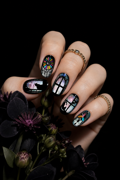 Cat Of Stained‑Glass Chapel | LUMlix Haute Nail