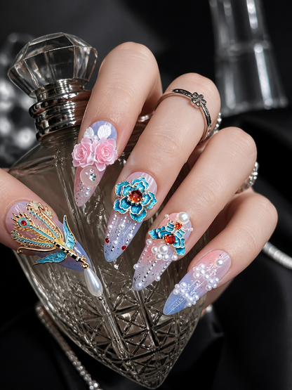 Azure Phoenix & Pearl Reverie  | LUMlix Haute Nail