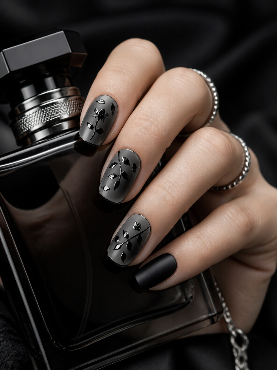 Nocturne Bloom & Shadow Vine  | LUMlix Haute Nail