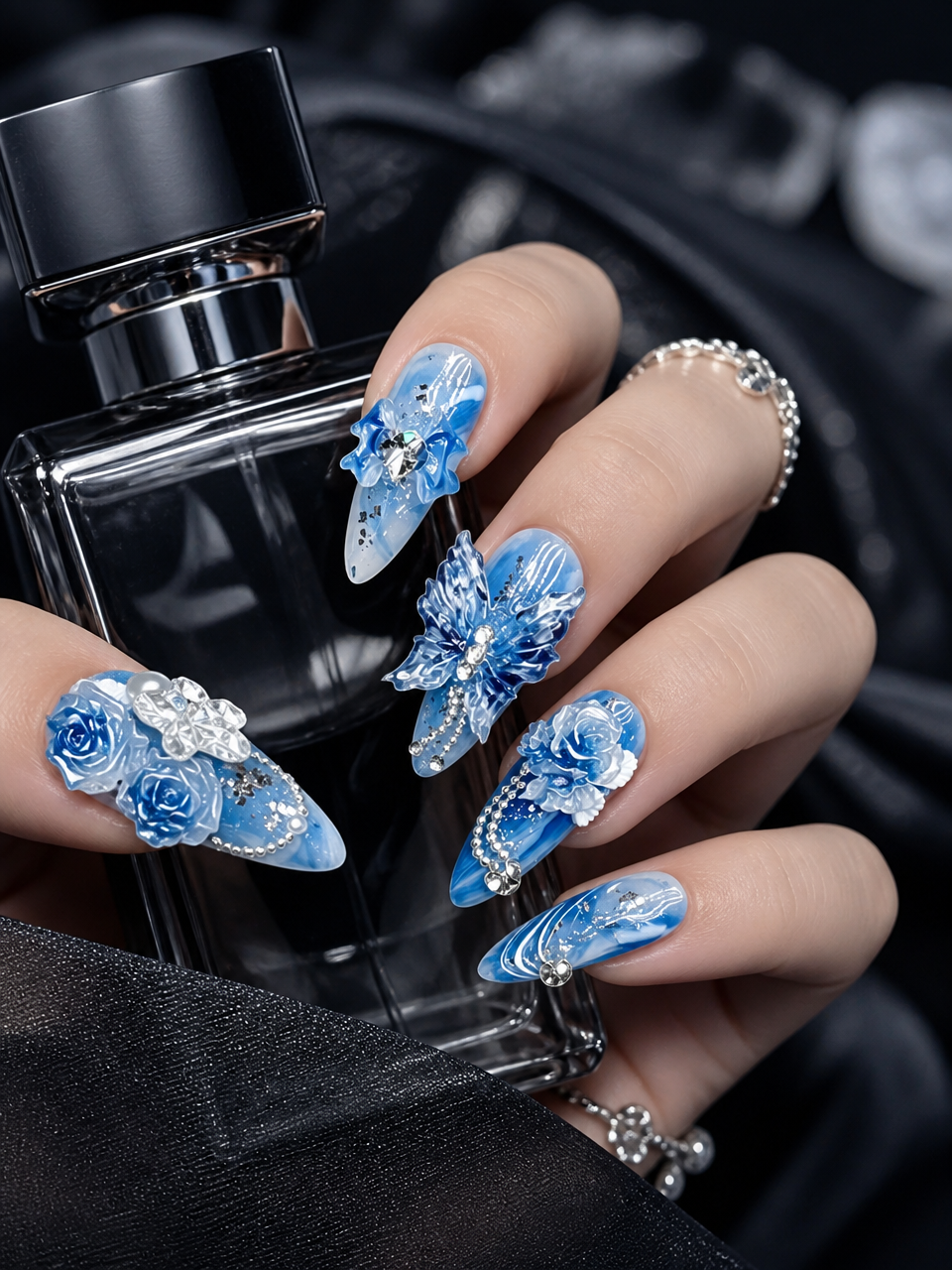 Azure Reverie & Crystal Bloom | LUMlix Haute Nail