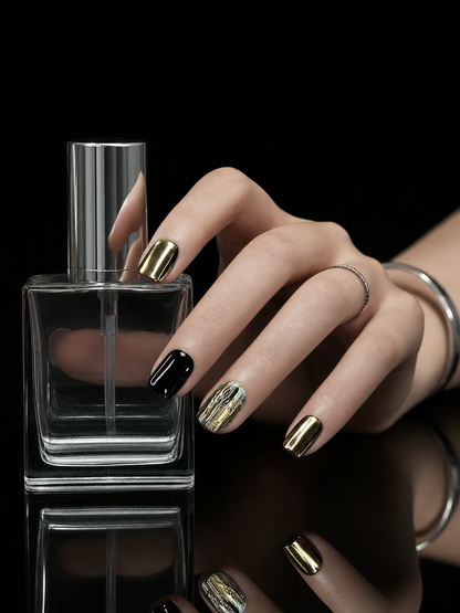 Gilded Noir Reverie | LUMlix Haute Nail
