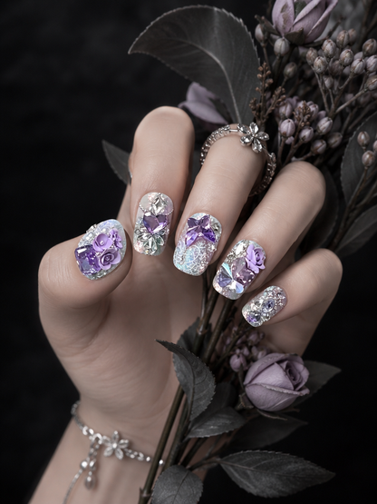 Lavender Crystal Lace Reverie | LUMlix Haute Nail