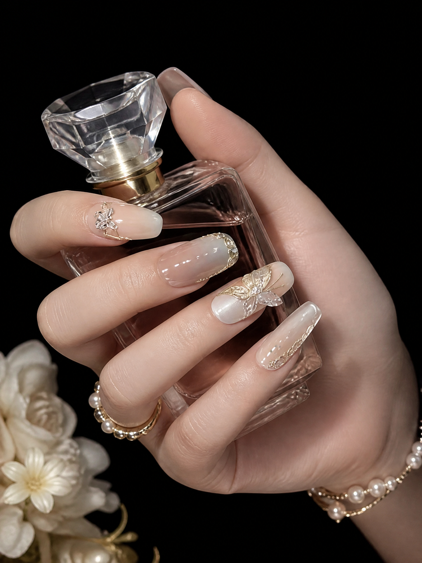 Morpho's Gilded Metamorphosis | LUMlix Haute Nail
