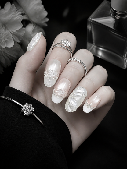 Moonlit Veil of the Silver Garden | LUMlix Haute Nail