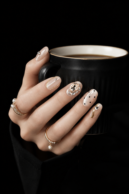 Gilded Noir Reverie | LUMlix Haute Nail