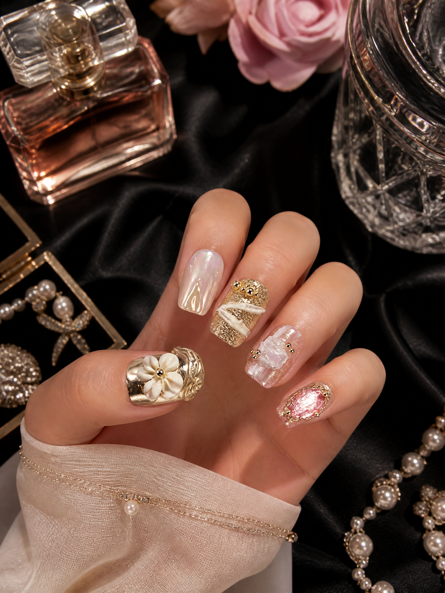 Ethereal Frost & Silver Bloom | LUMlix Haute Nail