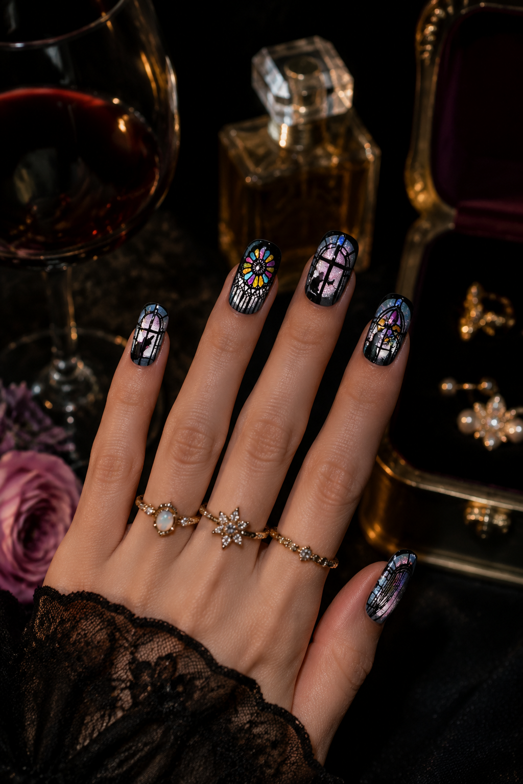 Cat Of Stained‑Glass Chapel | LUMlix Haute Nail