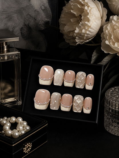 Cream Quilted Tulle | LUMlix Haute Nail