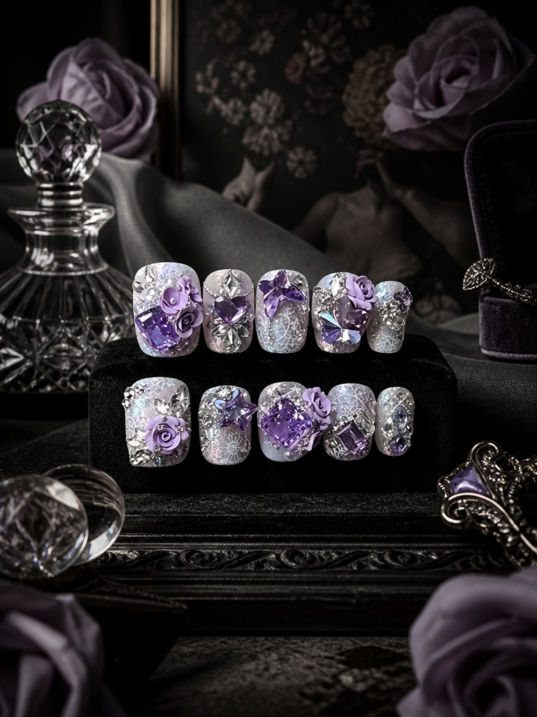 Lavender Crystal Lace Reverie | LUMlix Haute Nail